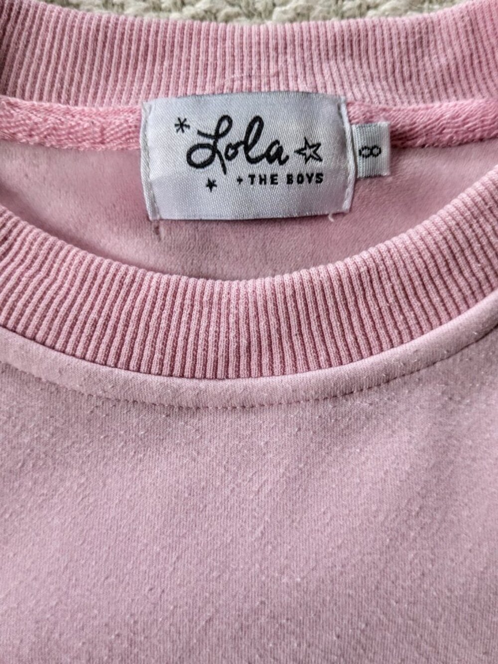 Lola And The Boys 8 Velour 3D Popcorn Sweatshirt Pink Sparkle Pearls Bedazzled - Picture 3 of 6
